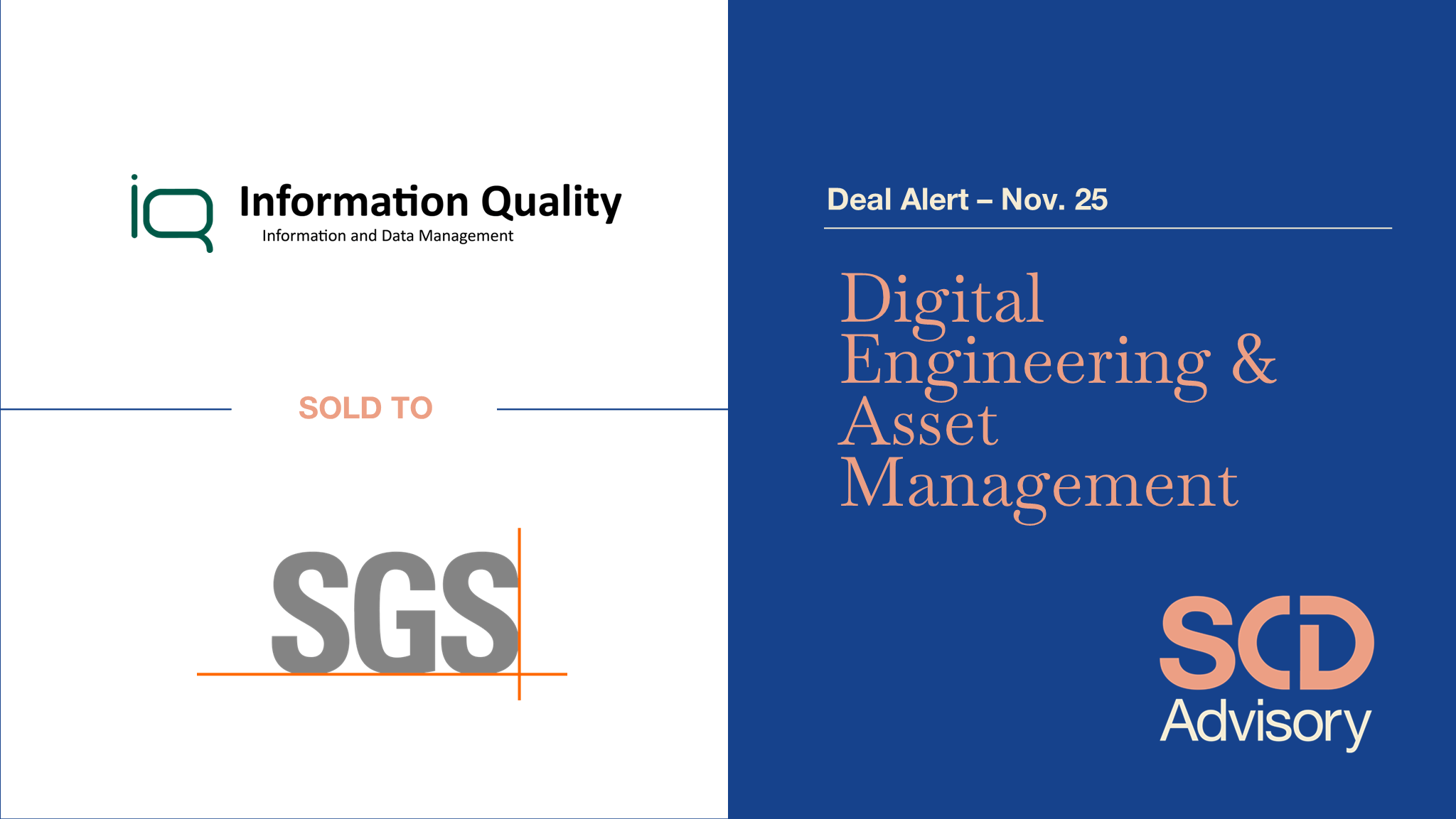 SCD Advisory acts as exclusive financial advisor to Information Quality on its sale to SGS SA preview image