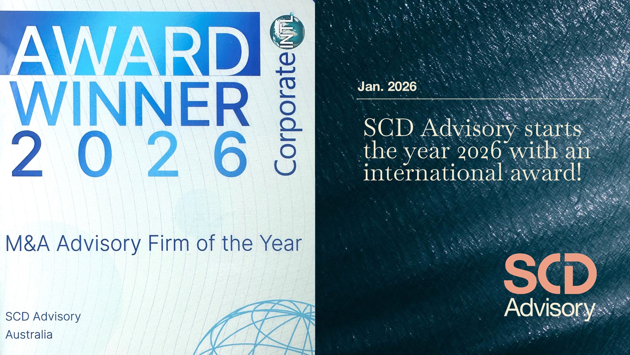 SCD Advisory starts the year 2026 with an international award! preview image